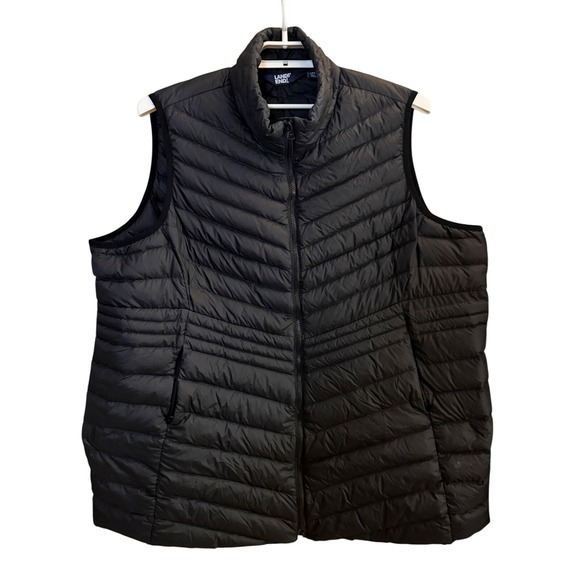 Lands' End Jackets & Blazers - Lands' End Puffer Vest Women 3X Black Down Filled Quilted Full Zip Sleeveless